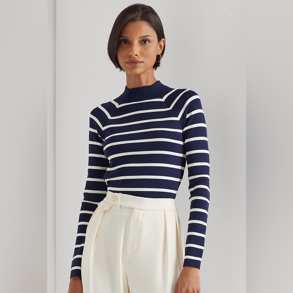 Lauren Ralph Lauren Striped Mockneck Jumper Small